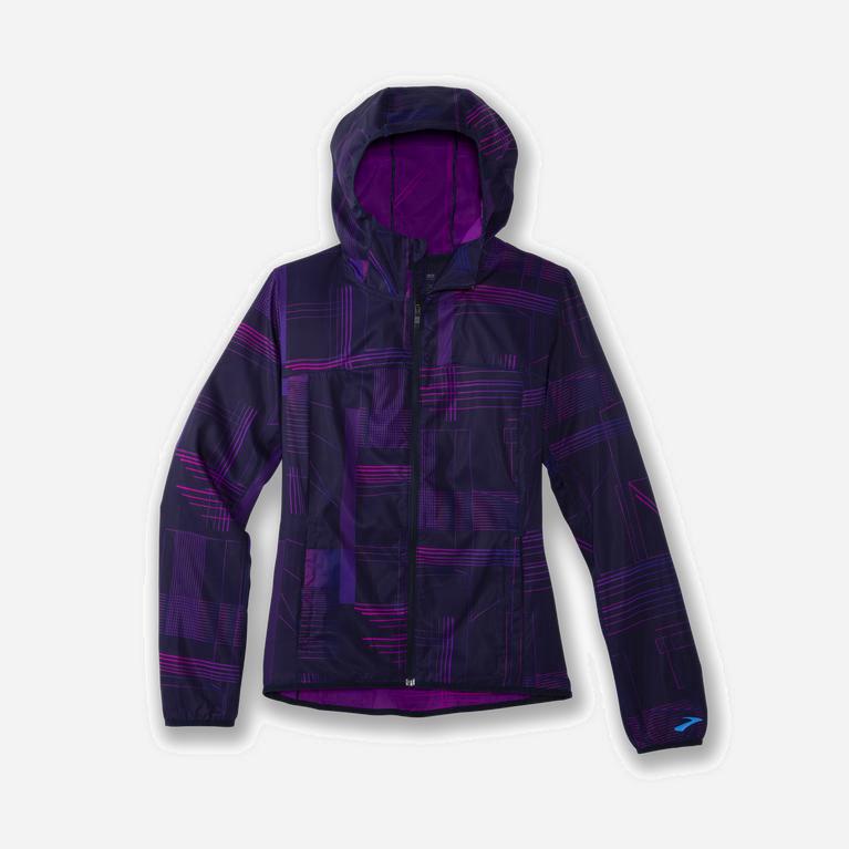 Brooks Women's Canopy Running Jackets Singapore - Matrix Navy Print/Purple (42961-QVEU)